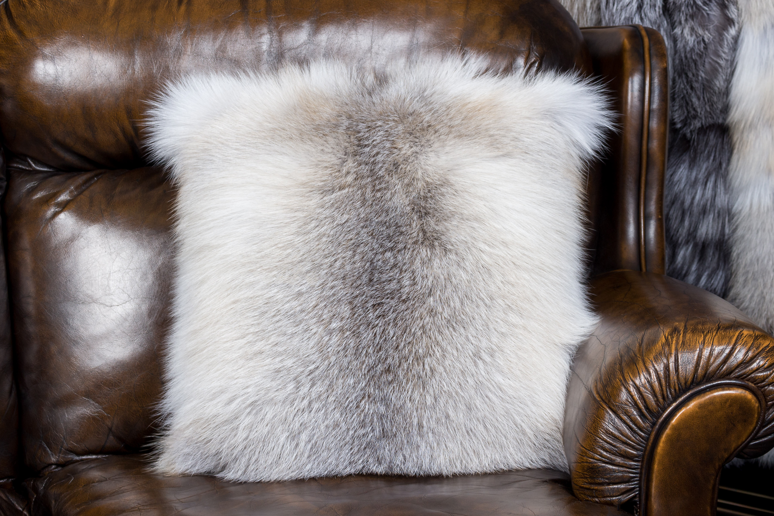 Fawnlight Fox Fur Pillow Fur on both Sides