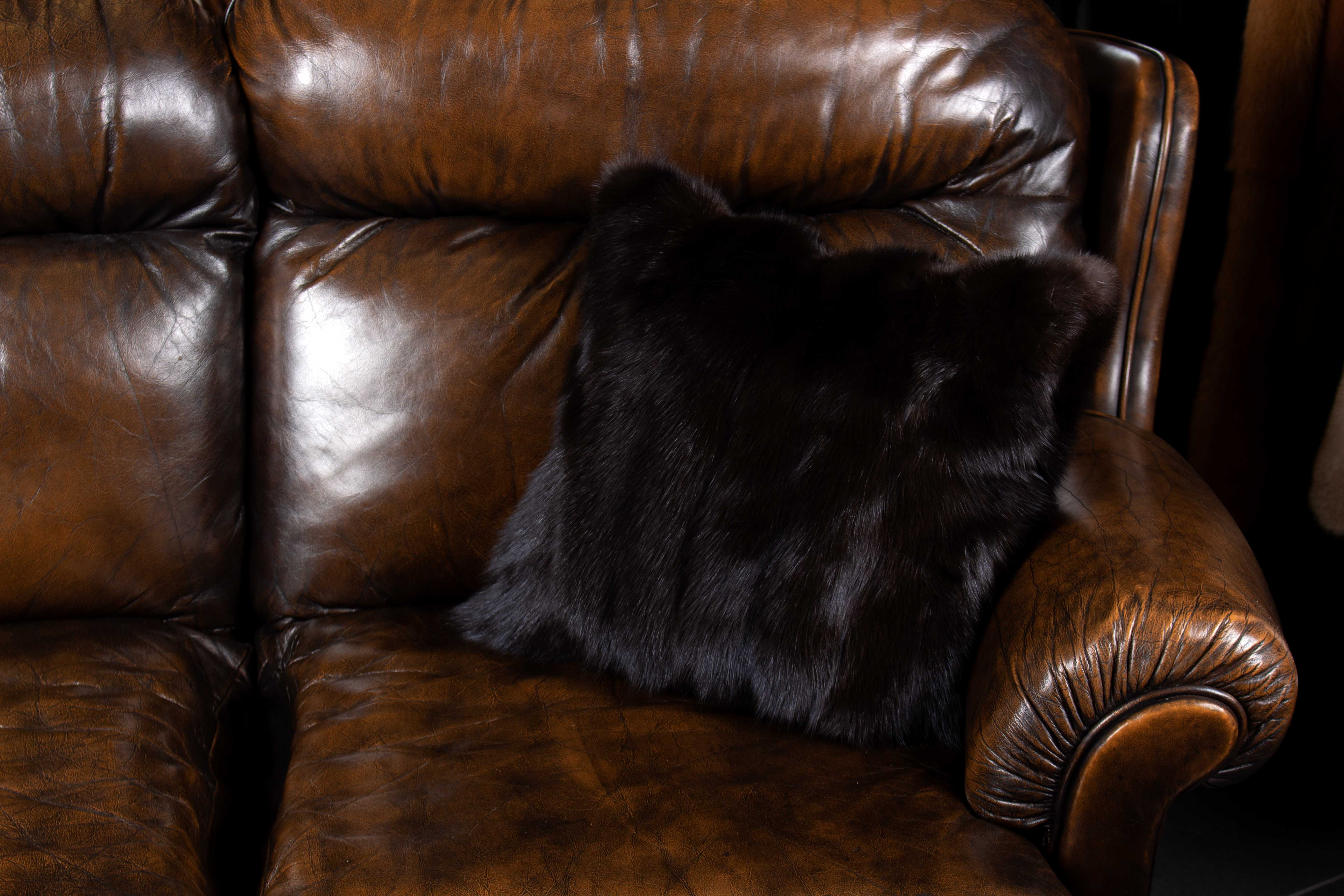 Russian Sable Fur Cushion Gray Smoke Genuine Fur