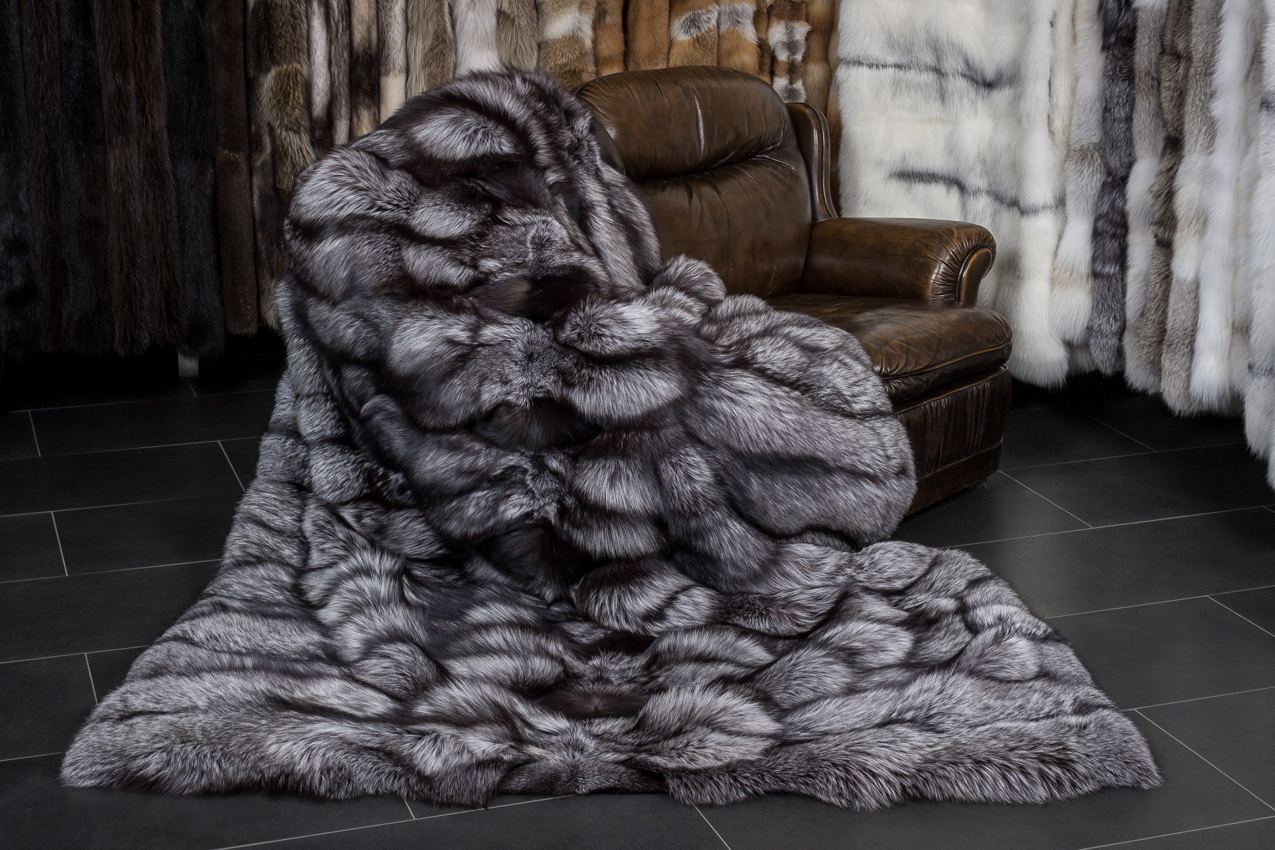 Large Silver Fox Throw with special processing