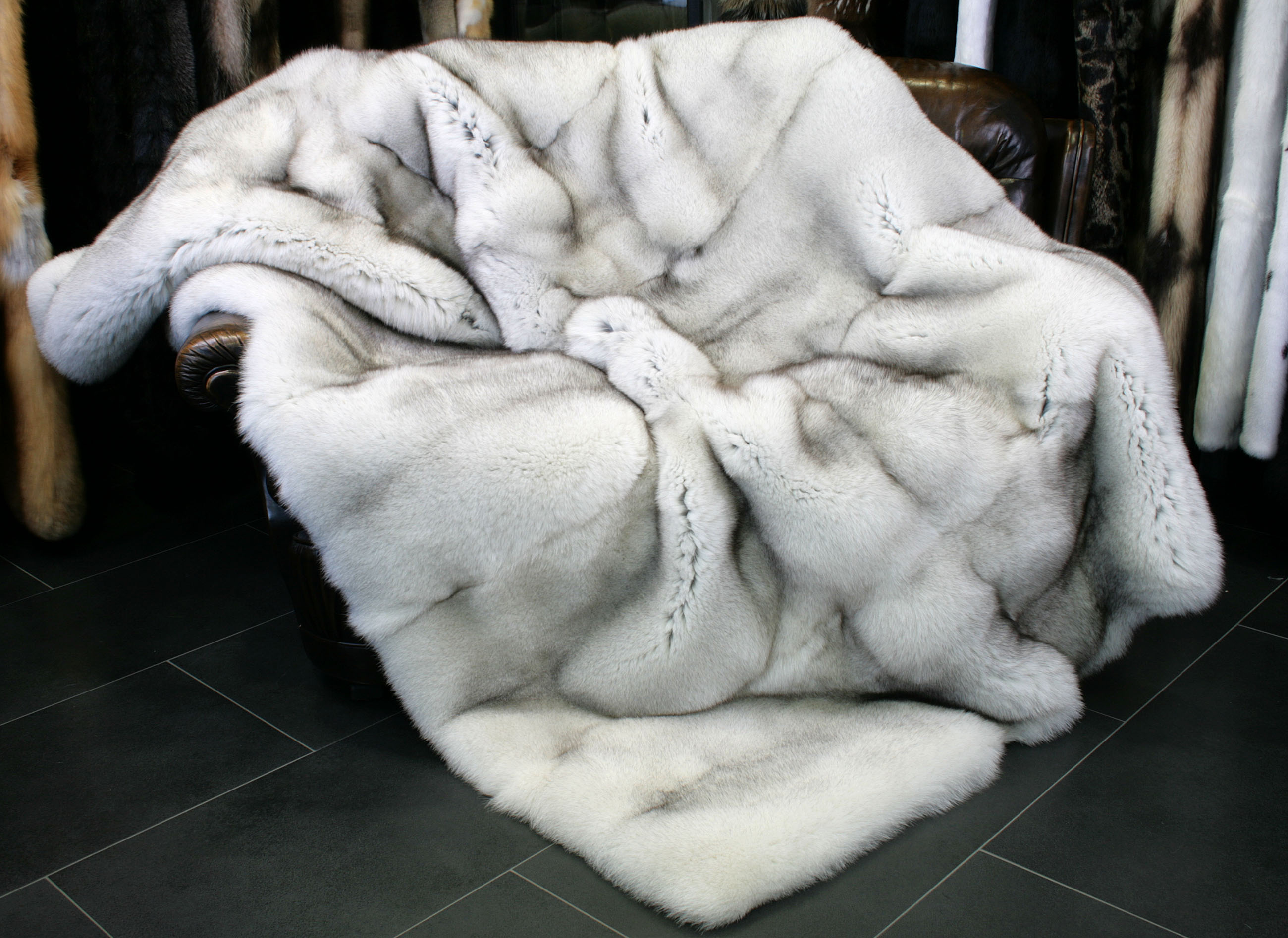 Blue fox fur blanket - natural - full furs - SAGA FURS