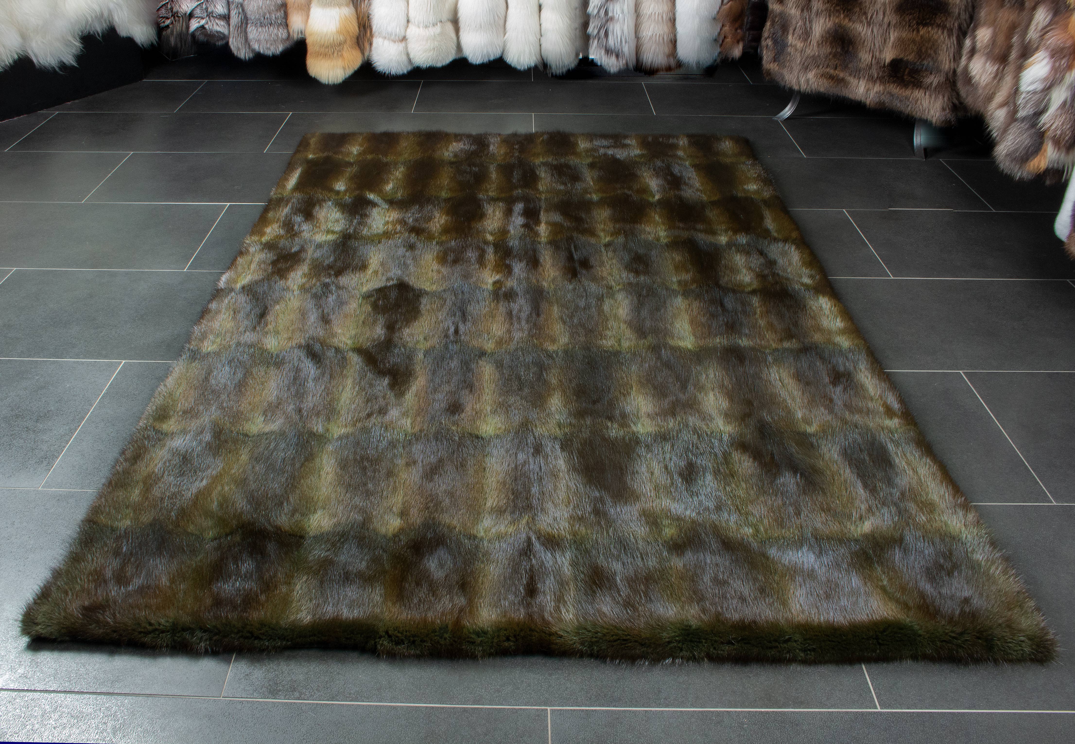 Green Muskrat Fur Carpet